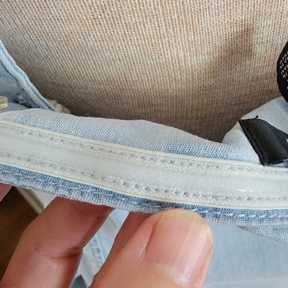 White House Black Market Light Blue Denim Peplum Top Sz 14 - Picture 7 of 10